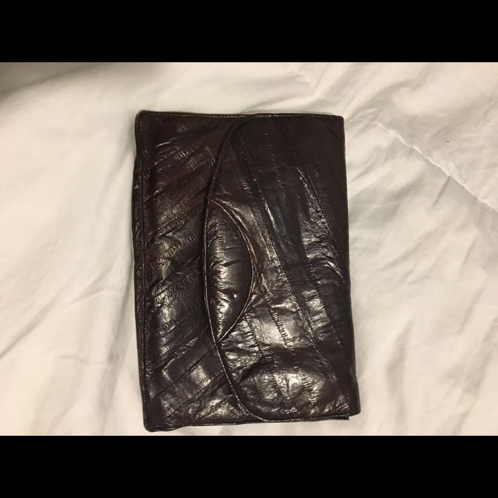 Eel skin vintage burgundy wallet